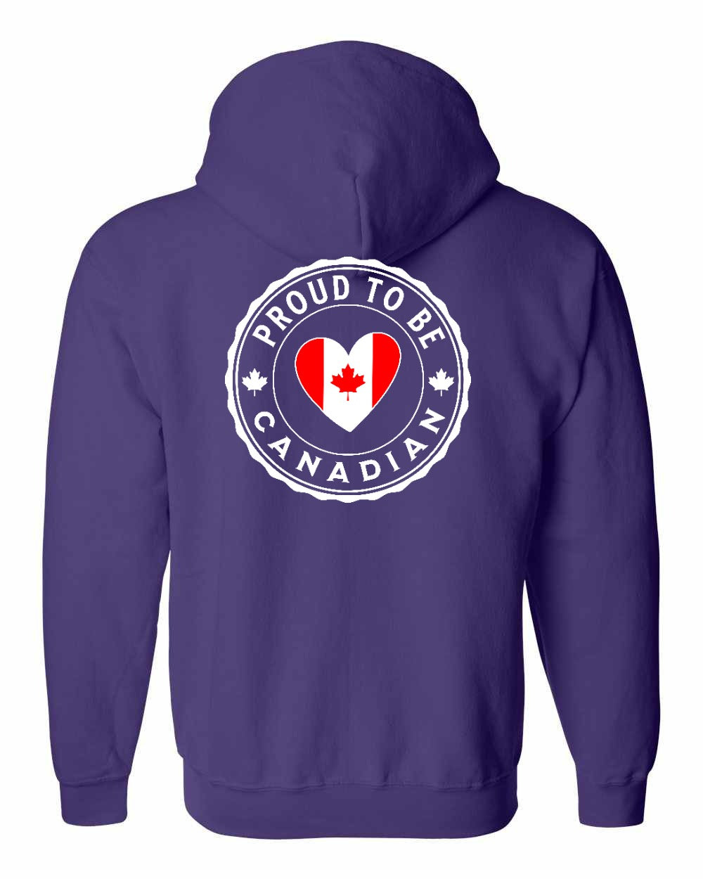Proud to be Canadian Heart Flag Left Chest and Back Zip Hoodie - Gildan Canada (sewn Internationally)