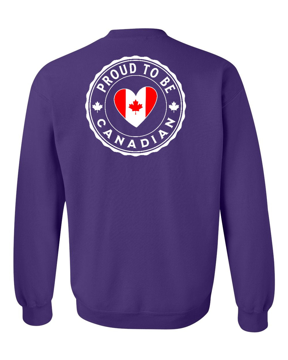 Proud to be Canadian Heart Flag Left Chest and Back Crewneck Sweatshirt - Gildan Canada (sewn Internationally) - Unisex