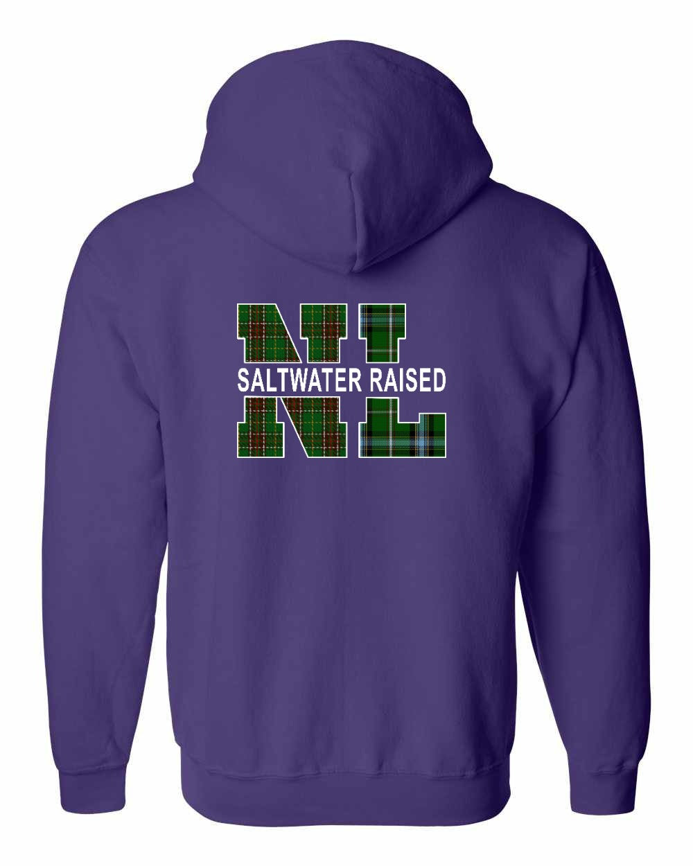 NFLD and Labrador Saltwater Raised Left Chest and Back Zip Hoodie - Unisex