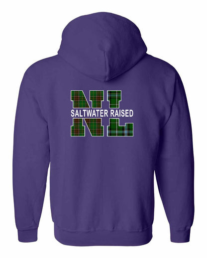 Newfoundland and Labrador Saltwater Raised Left Chest and Back Zip Hoodie