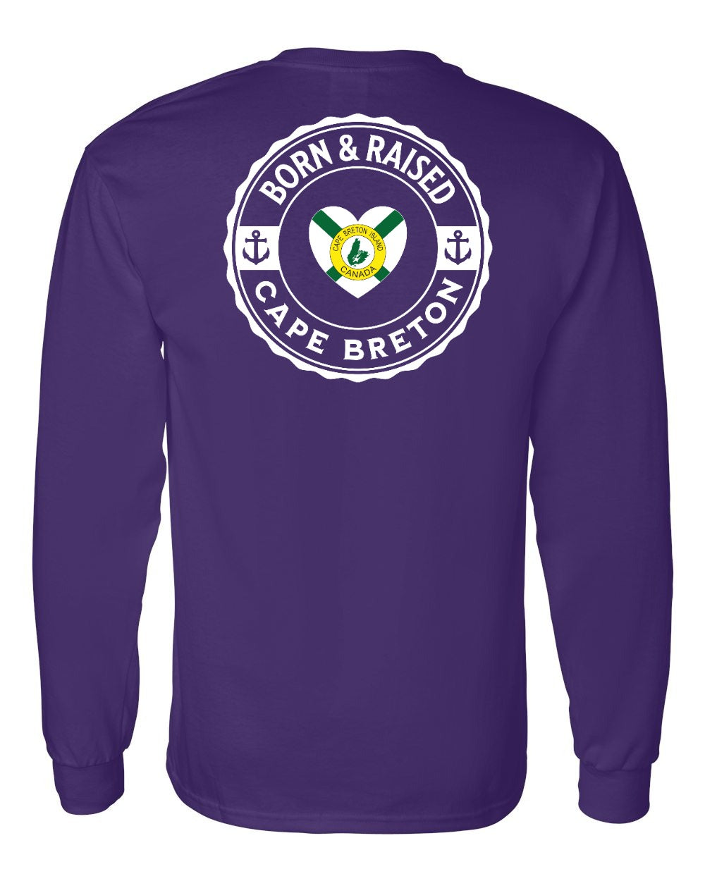 Born and Raised CB Heart Flag Left Chest & Back Long Sleeve Tee - Unisex
