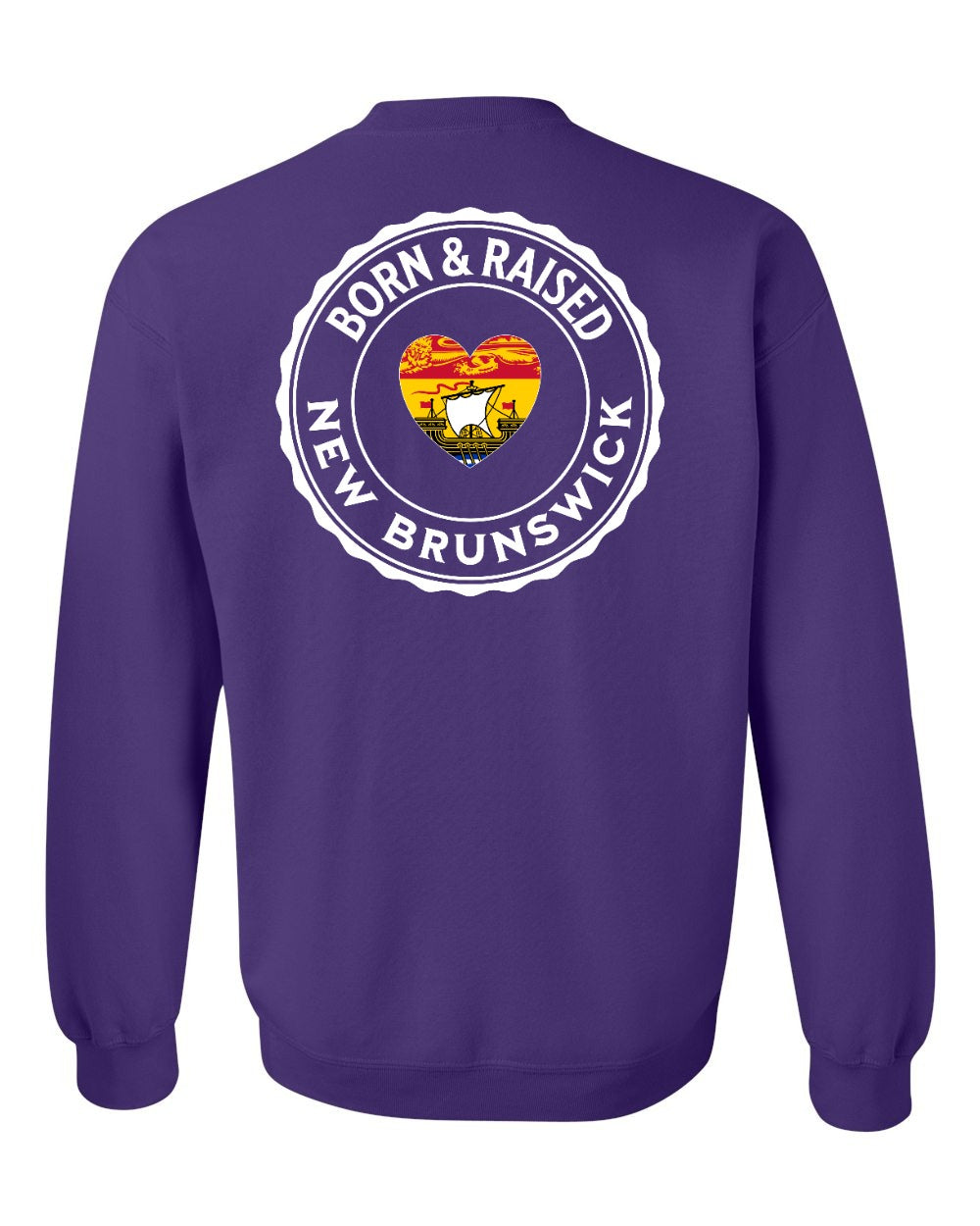Born and Raised NB Heart Flag Left Chest & Back Crewneck Sweatshirt - Unisex