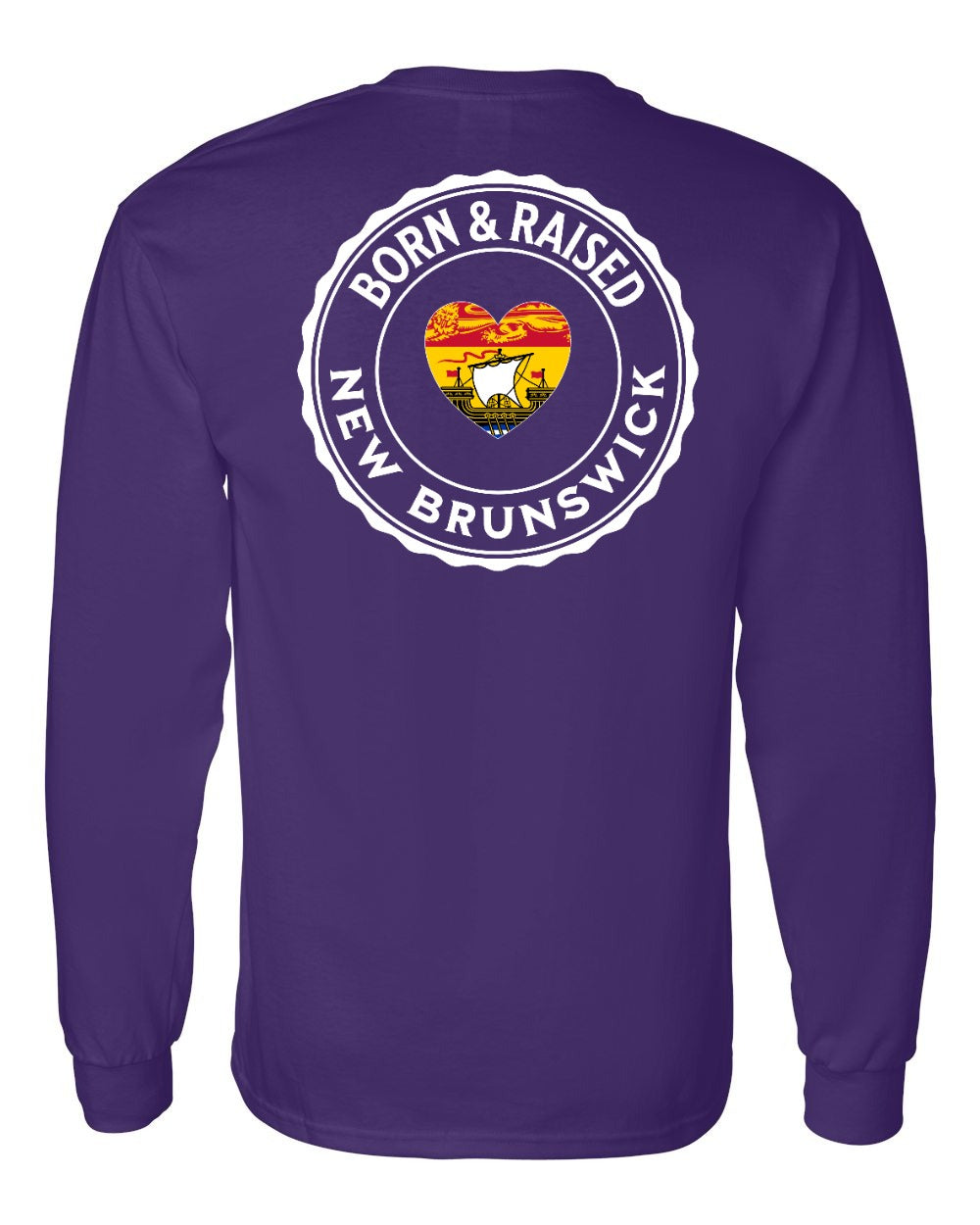 Born and Raised NB Heart Flag Left Chest & Back Long Sleeve Tee - Unisex