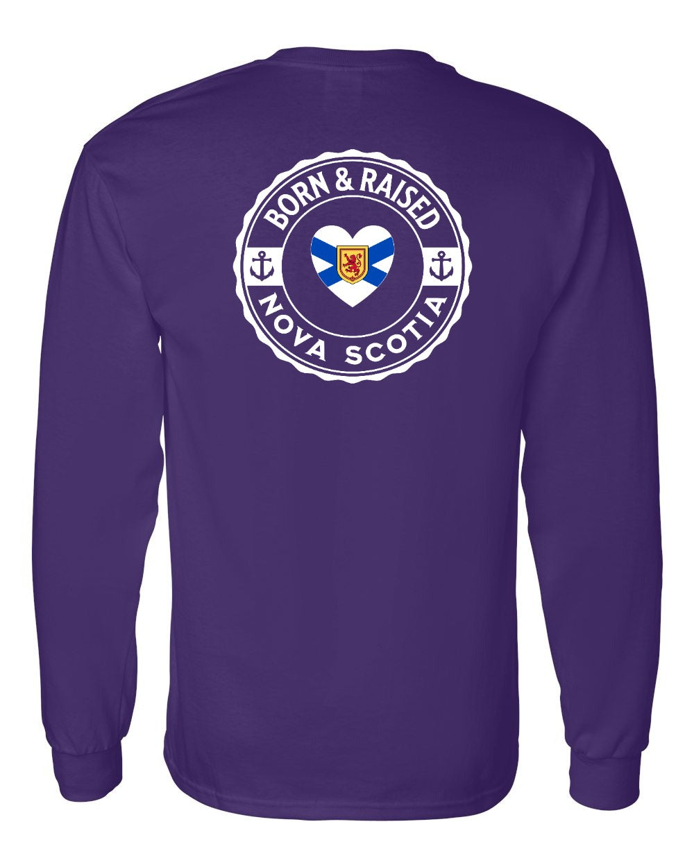 Born and Raised NS Heart Flag Left Chest & Back Long Sleeve Tee - Unisex