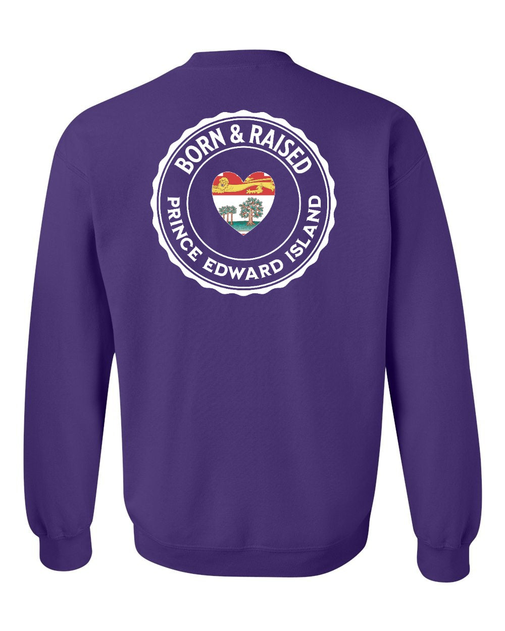 Born and Raised PEI Heart Flag Left Chest & Back Crewneck Sweatshirt - Unisex