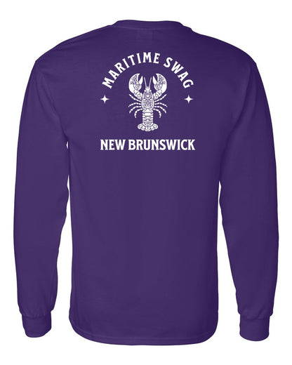 Maritime Swag New Brunswick Mandala white Lobster Left Chest and Back Long Sleeve Tee