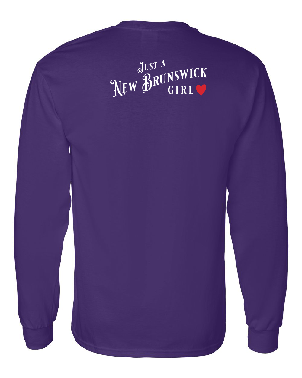 Just a NB Girl Red Heart Left Chest and Back Long Sleeve Tee - Unisex