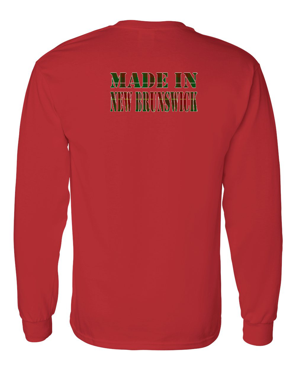 Made In NB ( Tartan Lettering) Left Chest and Back Long Sleeve Tee - Unisex