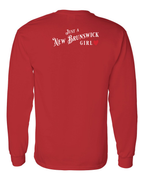 Just a NB Girl Red Heart Left Chest and Back Long Sleeve Tee - Unisex