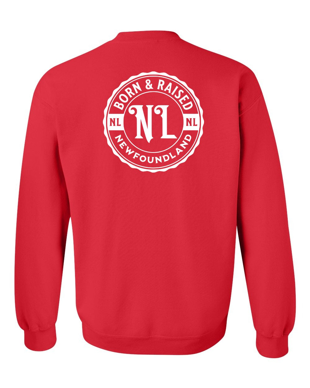 Born & Raised Newfoundland Left Chest and Back Crewneck Sweatshirt