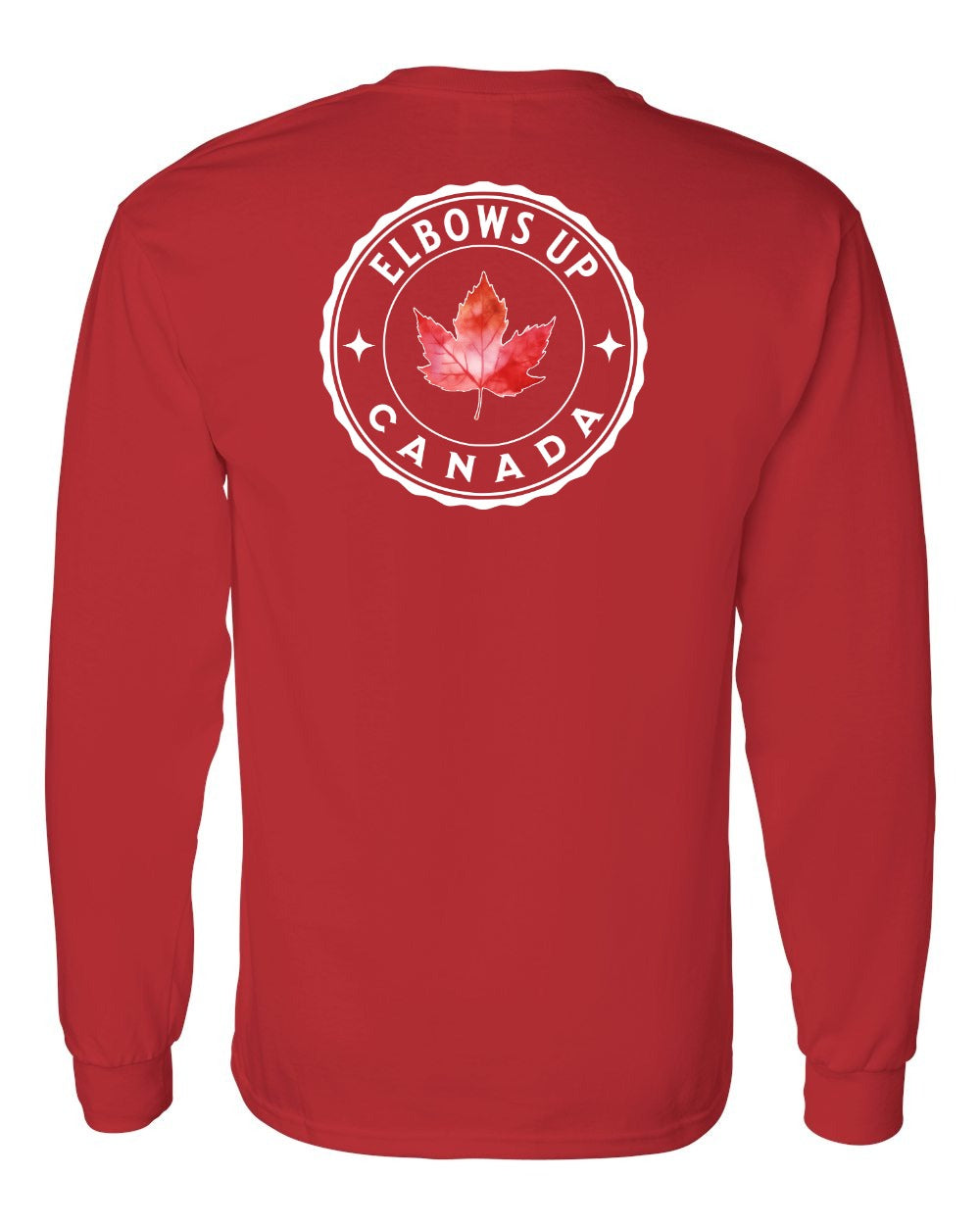 Elbows up Leaf Left Chest and Back Long Sleeve - Gildan Canada (sewn Internationally) - Unisex