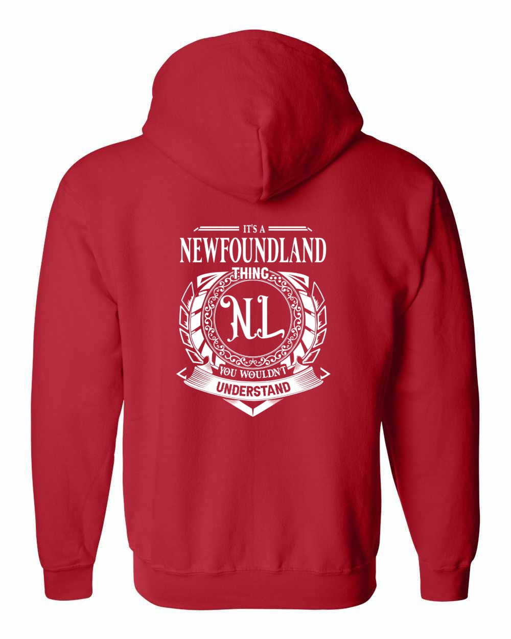 It's  A Newfoundland Thing Left Chest and Back Zip Hoodie