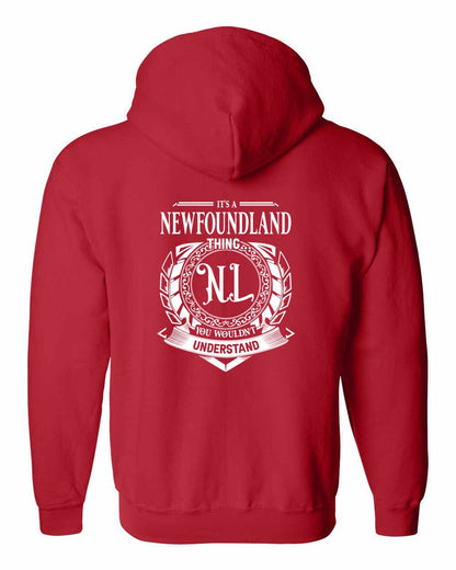It's  A Newfoundland Thing Left Chest and Back Zip Hoodie