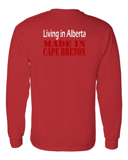 Living Alberta Made in Cape Breton Left Chest and Back Long Sleeve Tee