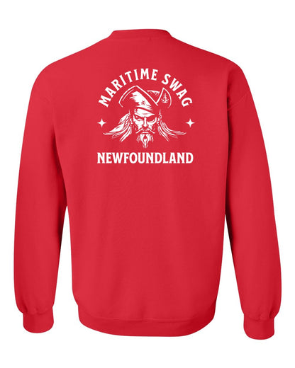 Maritime Swag Newfoundland Pirate Left Chest and Back Crewneck Sweatshirt