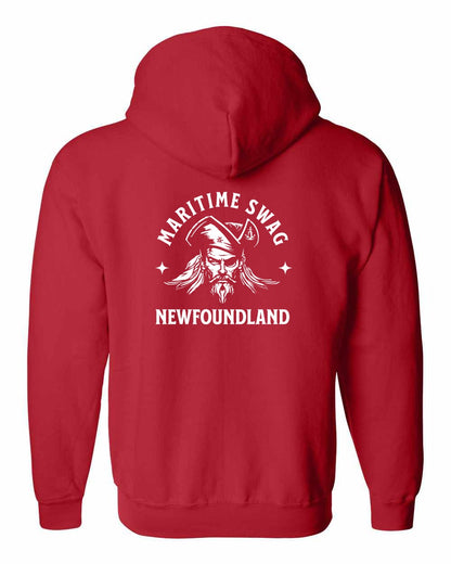 Maritime Swag Newfoundland Pirate Left Chest and Back Zip Hoodie