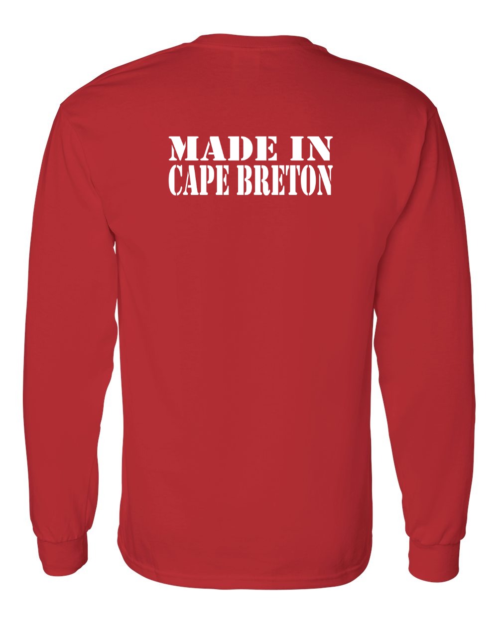 Made In Cape Breton White Left Chest and Back Long Sleeve Tee