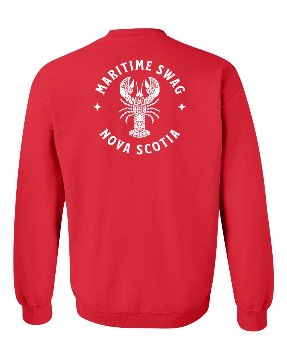 Maritime Swag Nova Scotia Mandala white Lobster Left Chest and Back crew-neck
