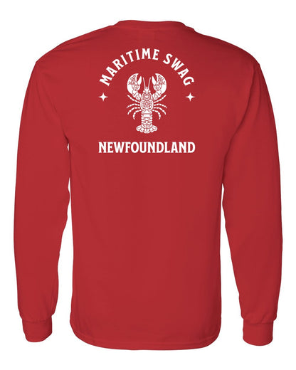 Maritime Swag Newfoundland Mandala white Lobster Left Chest and Back Long Sleeve