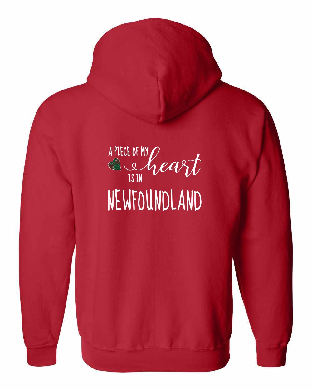 A piece of My heart in Newfoundland (Tartan Heart) Left Chest and Back Zip Hoodie