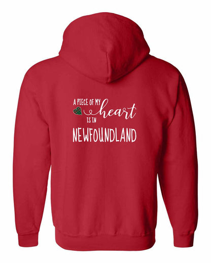 A piece of My heart in Newfoundland (Tartan Heart) Left Chest and Back Zip Hoodie