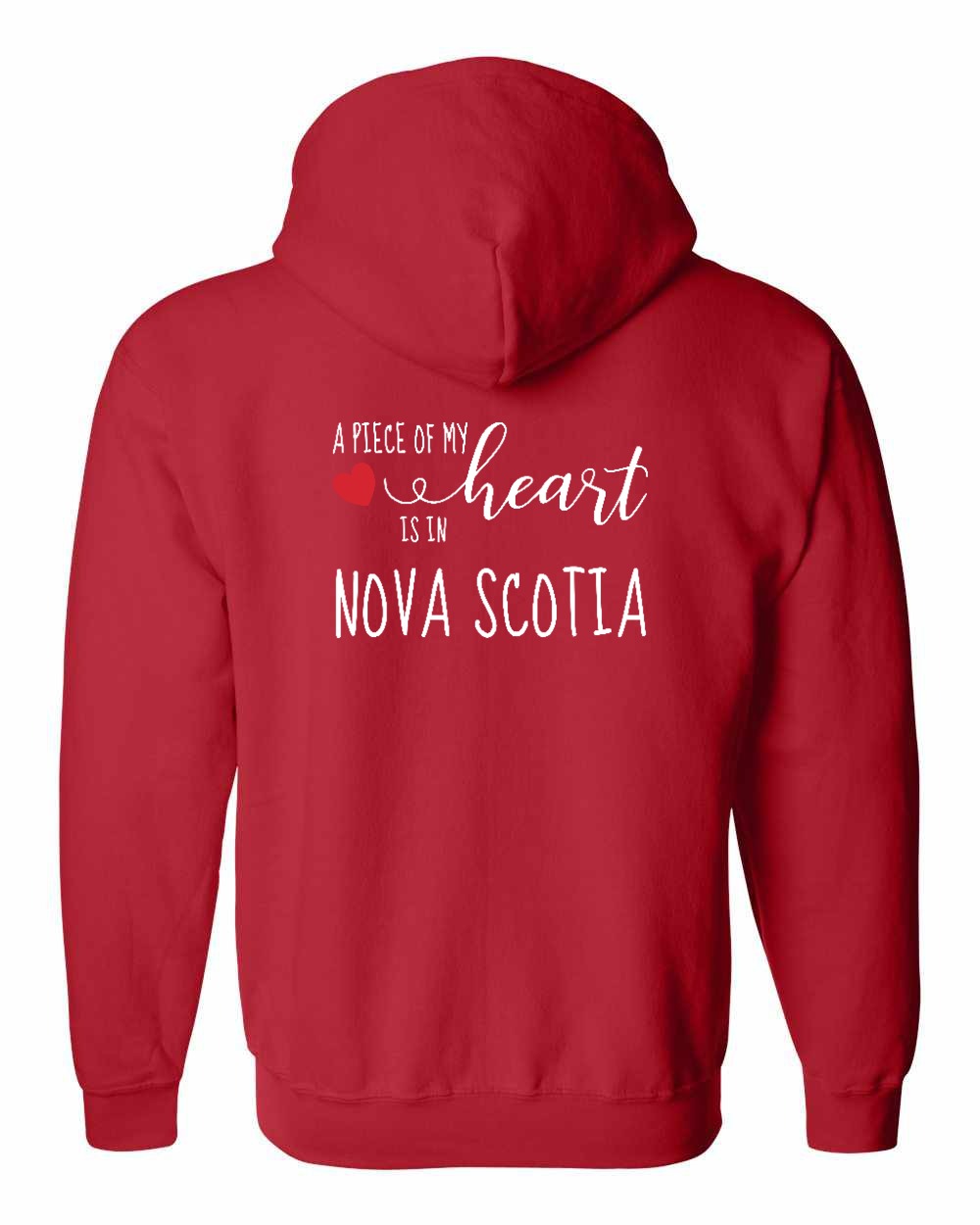A piece of My heart in NS (Red Heart) Left Chest and Back Zip Hoodie - Unisex