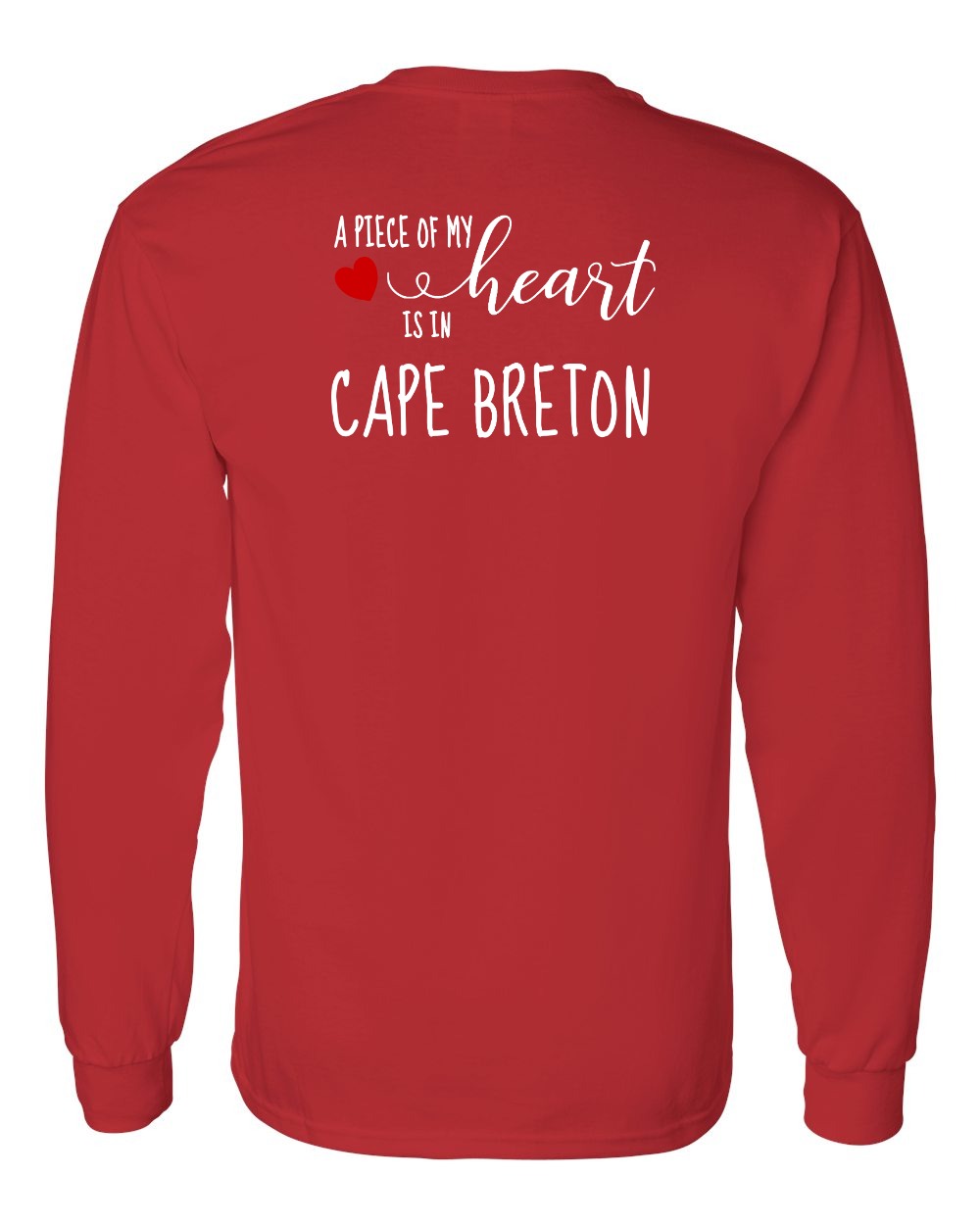 A piece of My heart in Cape Breton (Red Heart) Left Chest and Back Long Sleeve Tee