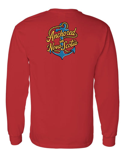 Anchored in Nova Scotia (New Design) Left Chest and Back Long Sleeve Tee