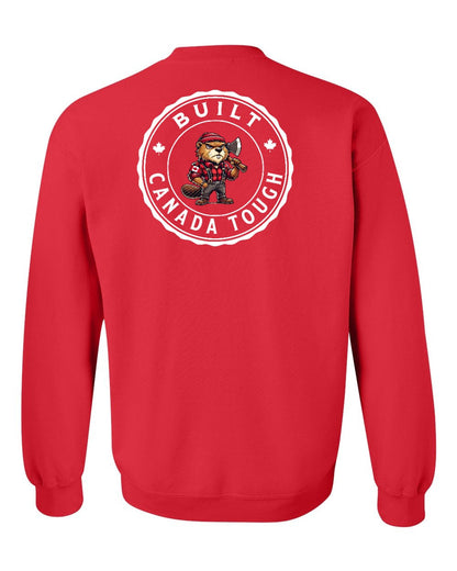 Built Canada Tough Male Beaver Left Chest and Back Crewneck