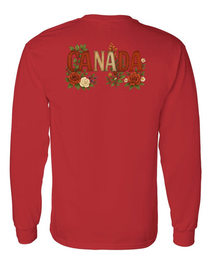 Canada Flowers Left Chest and Back Long Sleeve