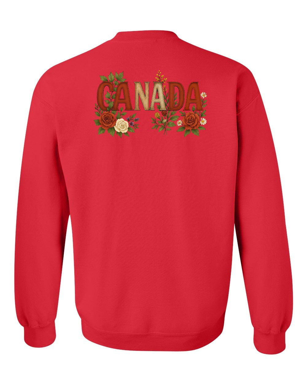 Canada Flowers Left Chest and Back Crewneck Sweatshirt - Gildan Canada (sewn Internationally) - Unisex