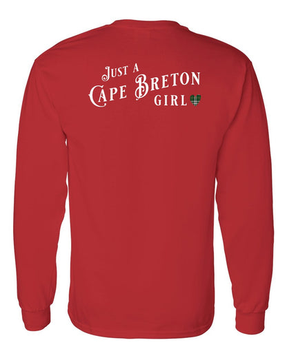 Just a Cape Breton Girl Tartan Left Chest and Back Long Sleeve Tee