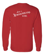 Just a NFLD Girl Left Chest and Back Long Sleeve - Unisex