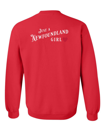 Just a Newfoundland Girl Left Chest and Back Crewneck Sweatshirt