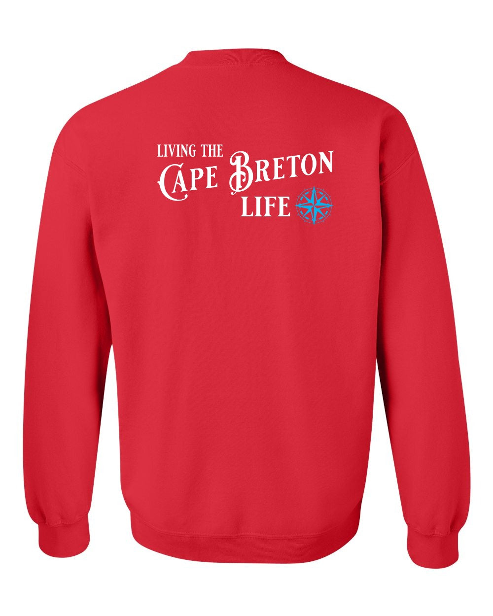 Living the Cape Breton Life blue Left Chest and Back Crewneck Sweatshirt