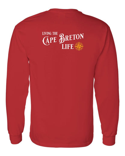 Living the Cape Breton Life yellow Left Chest and Back Long Sleeve Tee