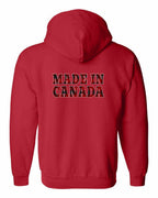 Made in Canada Plaid Background Left Chest and Back Zip Hoodie - Gildan Canada (sewn Internationally) - Unisex