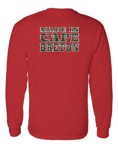 Made In Cape Breton Tartan Left Chest and Back Long Sleeve Tee