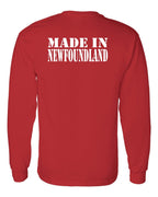 Made In NFLD ( White Lettering) Left Chest and Back Long Sleeve - Unisex