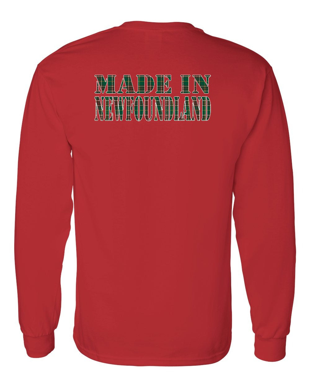 Made In NFLD ( Tartan Lettering) Left Chest and Back Long Sleeve - Unisex