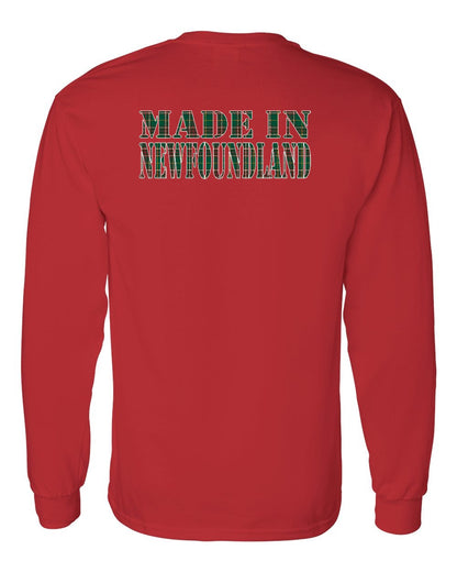 Made In Newfoundland ( Tartan Lettering) Left Chest and Back Long Sleeve