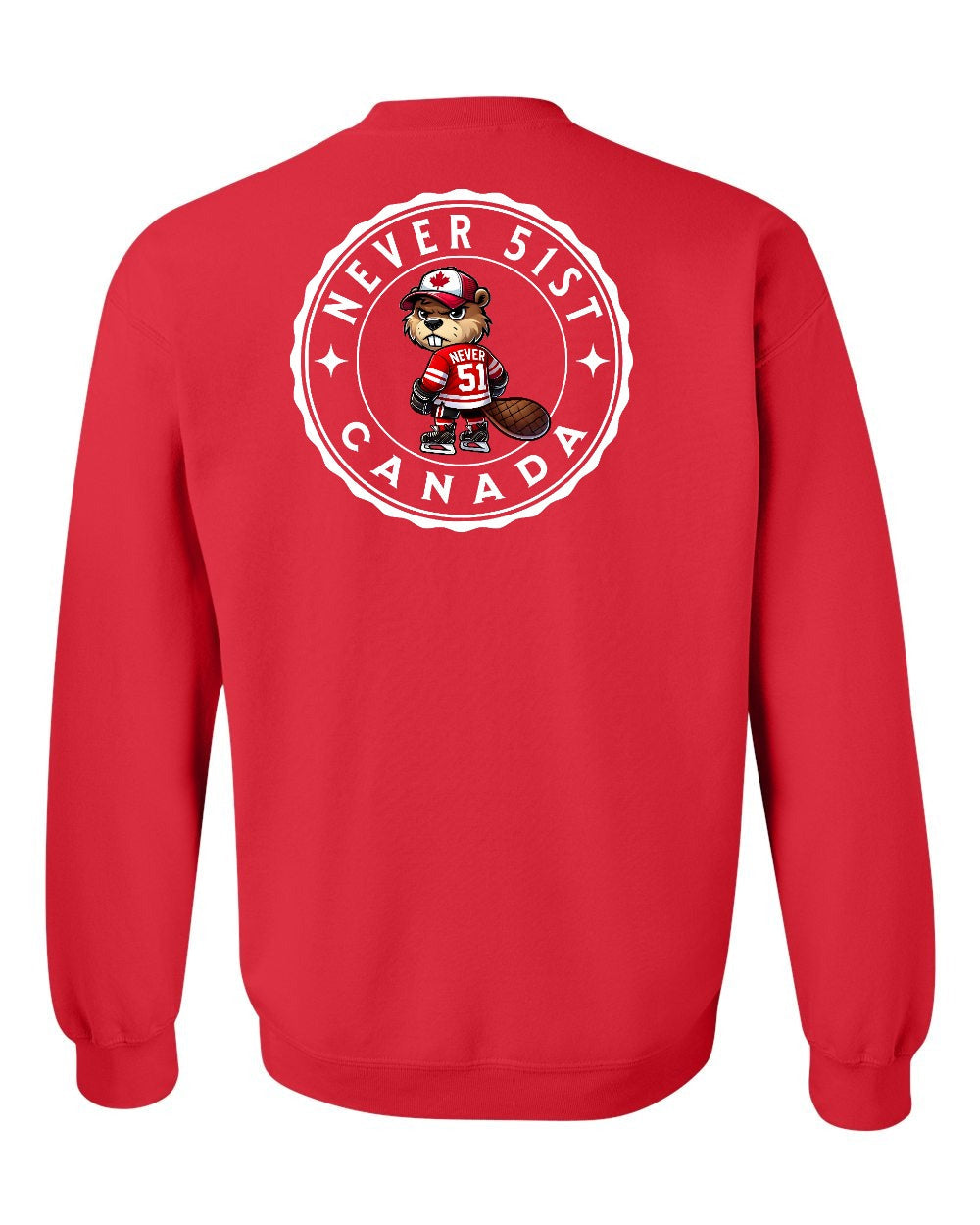 Never 51st Beaver Left Chest and Back Crewneck