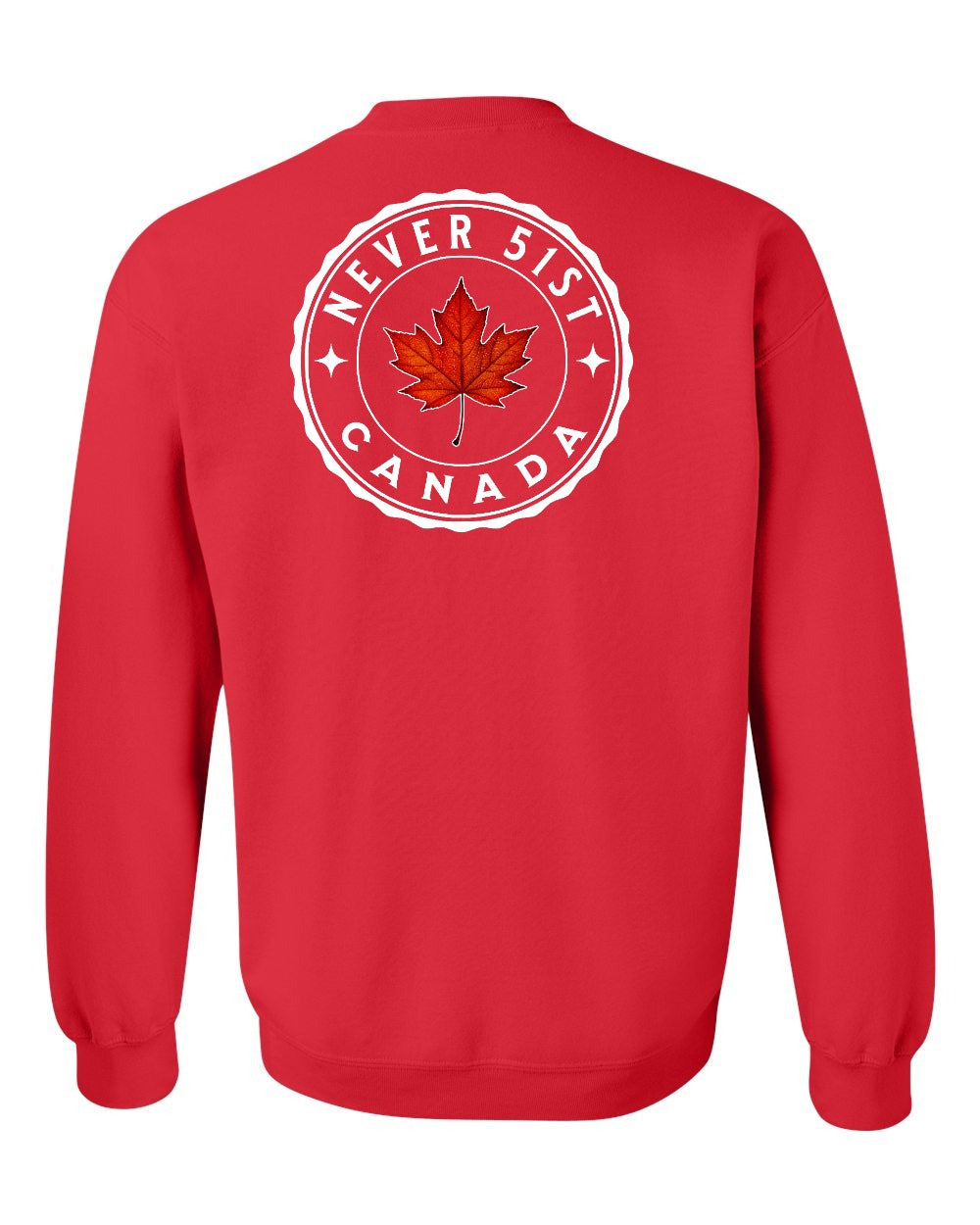 Never 51st Leaf Left Chest and Back Crewneck Sweatshirt - Gildan Canada (sewn Internationally) - Unisex