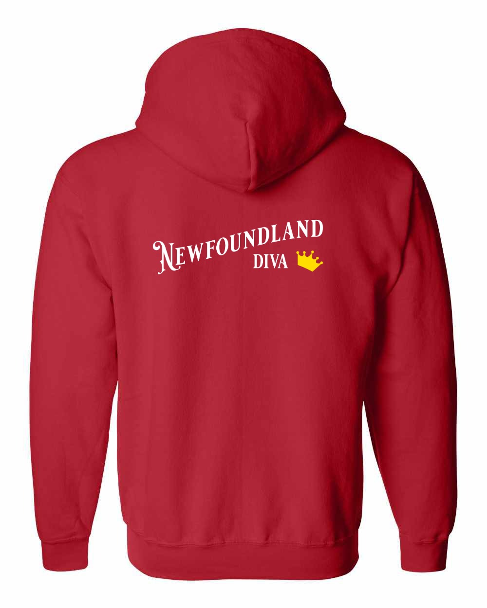 Newfoundland Diva Left Chest and Back Zip Hoodie