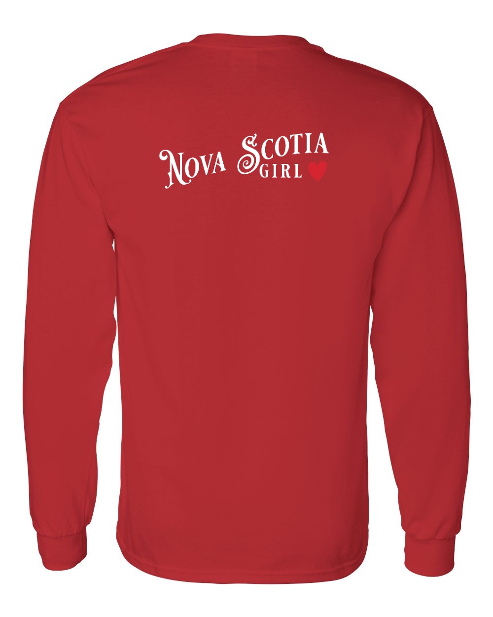 NS Girl Red Heart Left Chest and Back Long Sleeve Tee - Unisex