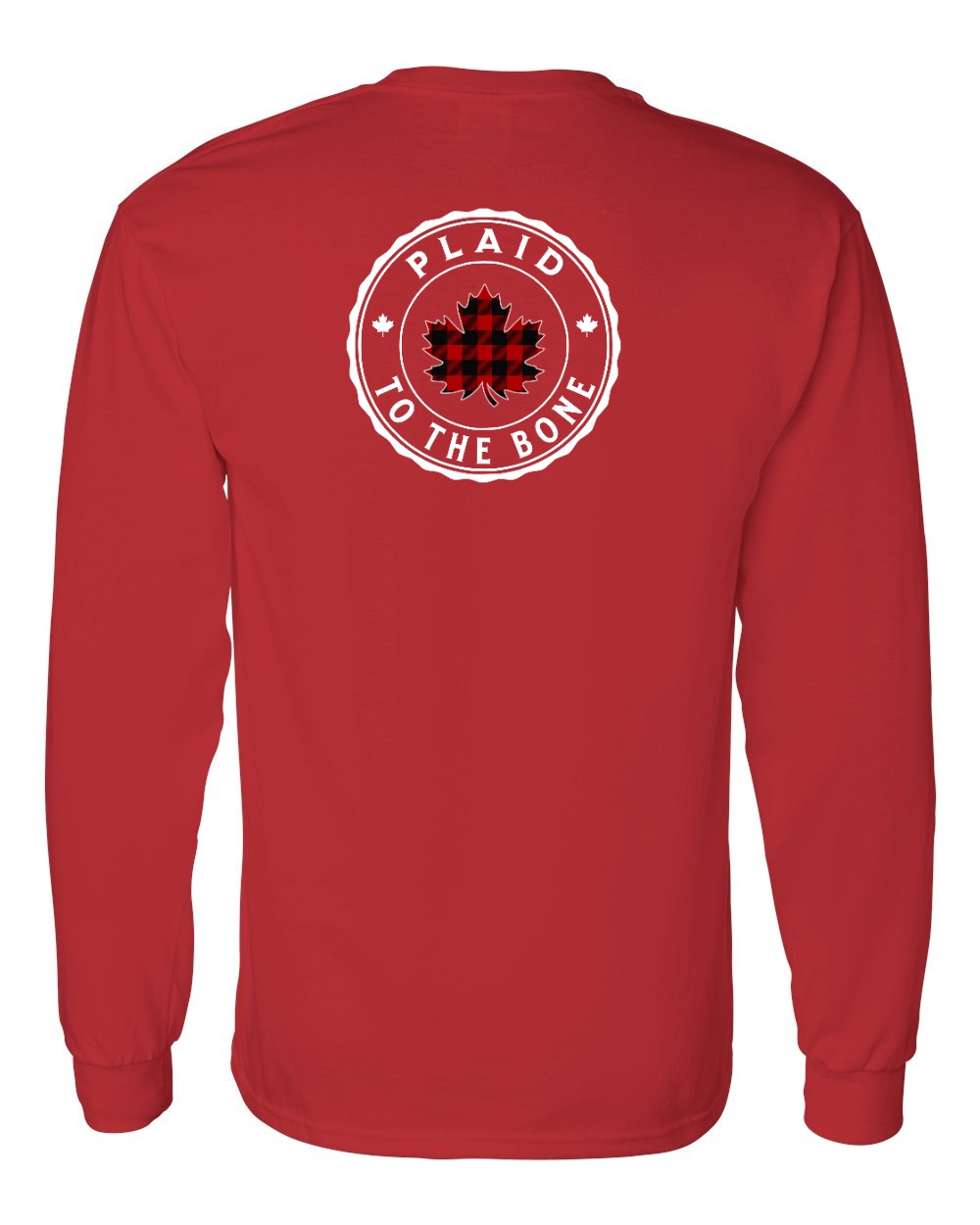 Plaid to the Bone Circle Leaf Left Chest and Back Long Sleeve - Gildan Canada (sewn Internationally) - Unisex