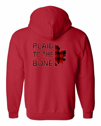 Plaid to the Bone Stacked Leaf Left Chest and Back Zip Hoodie - Gildan Canada (sewn Internationally)