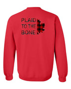 Plaid to the Bone Stacked Leaf Left Chest and Back Crewneck Sweatshirt - Gildan Canada (sewn Internationally) - Unisex