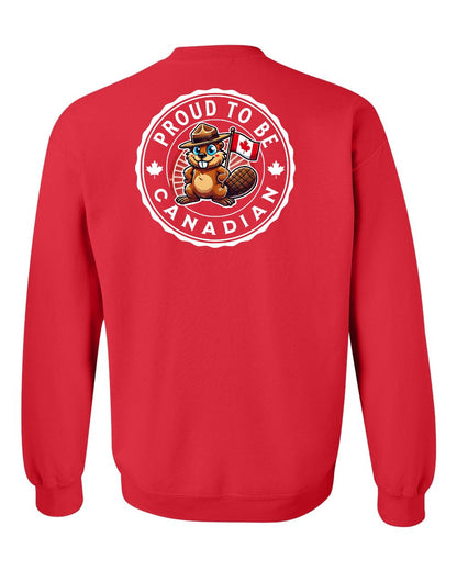 Proud to be Canadian Beaver Left Chest and Back Crewneck