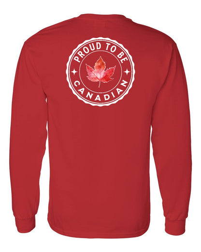 Proud to be Canadian Leaf Left Chest and Back Long Sleeve